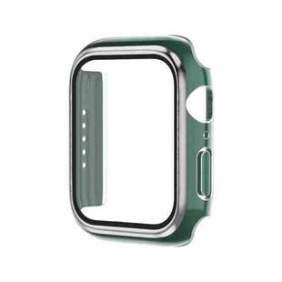 Electroplating Two-color PC+Tempered Film Watch Case For Apple Watch Series 6/5/4/SE 44mm(Green+Silver)