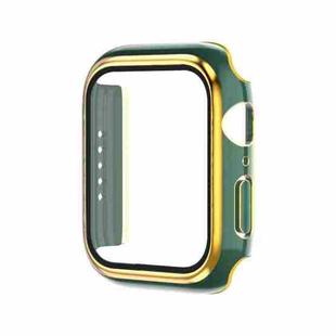 Electroplating Two-color PC+Tempered Film Watch Case For Apple Watch Series 6/5/4/SE 44mm(Green+Gold)