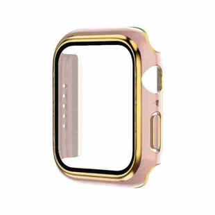 Electroplating Two-color PC+Tempered Film Watch Case For Apple Watch Series 6/5/4/SE 44mm(Pink+Gold)