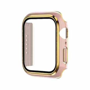 Electroplating Two-color PC+Tempered Film Watch Case For Apple Watch Series 9 / 8 / 7 41mm(Pink+Gold)