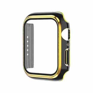 Electroplating Two-color PC+Tempered Film Watch Case For Apple Watch Series 6/5/4/SE 40mm(Black+Gold)