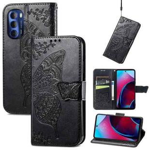 For Motorola Moto G Stylus 5G 2022 Butterfly Love Flower Embossed Leather Phone Case(Black)