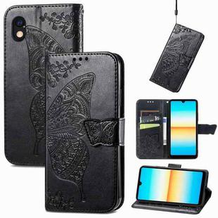 For Sony Xperia Ace III Butterfly Love Flower Embossed Leather Phone Case(Black)