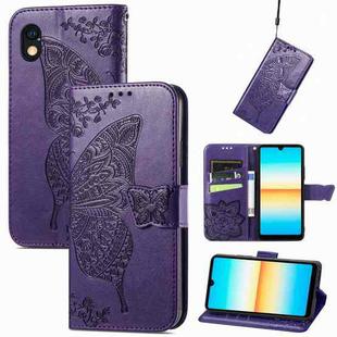 For Sony Xperia Ace III Butterfly Love Flower Embossed Leather Phone Case(Dark Purple)