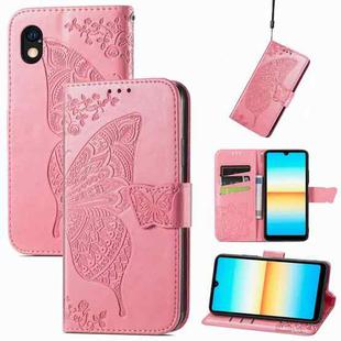 For Sony Xperia Ace III Butterfly Love Flower Embossed Leather Phone Case(Pink)
