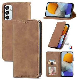 For Samsung Galaxy M23 Retro Skin Feel Magnetic Leather Phone Case(Brown)