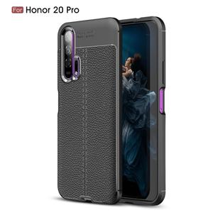 Litchi Texture TPU Shockproof Case for Huawei Honor 20 Pro(Black)