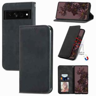 For Google Pixel 7 Pro 5G Retro Skin Feel Magnetic Leather Phone Case(Black)