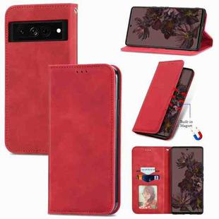 For Google Pixel 7 Pro 5G Retro Skin Feel Magnetic Leather Phone Case(Red)