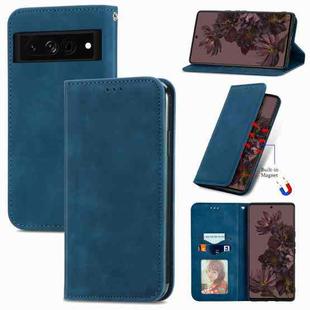 For Google Pixel 7 5G Retro Skin Feel Magnetic Leather Phone Case(Blue)