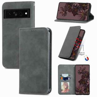 For Google Pixel 7 5G Retro Skin Feel Magnetic Leather Phone Case(Grey)