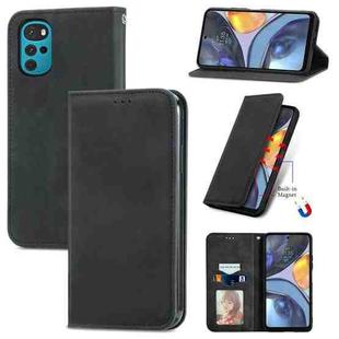 For Motorola Moto G22 Retro Skin Feel Magnetic Leather Phone Case(Black)