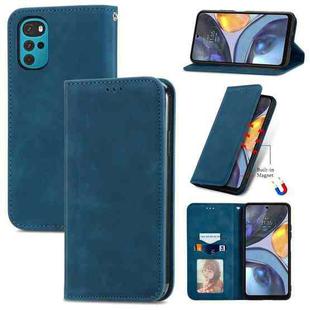 For Motorola Moto G22 Retro Skin Feel Magnetic Leather Phone Case(Blue)
