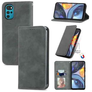 For Motorola Moto G22 Retro Skin Feel Magnetic Leather Phone Case(Grey)