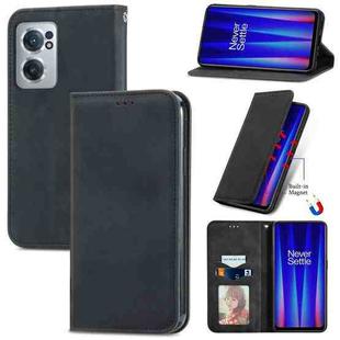 For OnePlus Nord CE 2 5G Retro Skin Feel Magnetic Leather Phone Case(Black)