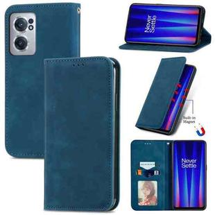 For OnePlus Nord CE 2 5G Retro Skin Feel Magnetic Leather Phone Case(Blue)