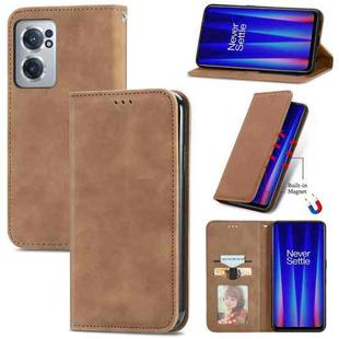 For OnePlus Nord CE 2 5G Retro Skin Feel Magnetic Leather Phone Case(Brown)