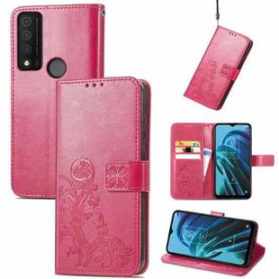 For TCL 30 XE 5G Four-leaf Clasp Embossed Buckle Leather Phone Case(Rose Red)