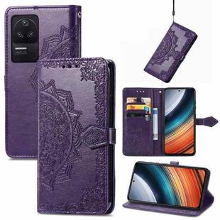 For Xiaomi Redmi K40S Mandala Flower Embossed Leather Phone Case(Purple)
