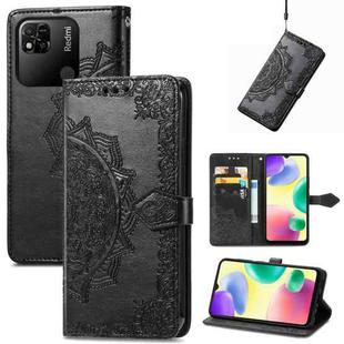 For Xiaomi Redmi 10A Mandala Flower Embossed Leather Phone Case(Black)