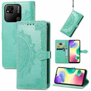 For Xiaomi Redmi 10A Mandala Flower Embossed Leather Phone Case(Green)