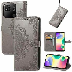For Xiaomi Redmi 10A Mandala Flower Embossed Leather Phone Case(Grey)