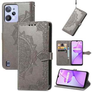 For OPPO Realme C31 Mandala Flower Embossed Leather Phone Case(Gray)