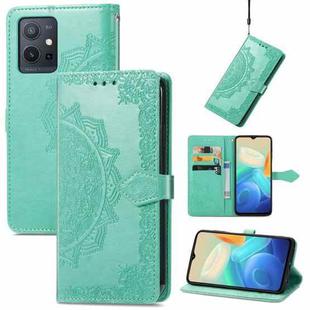 For vivo Y55 5G Mandala Flower Embossed Leather Phone Case(Green)