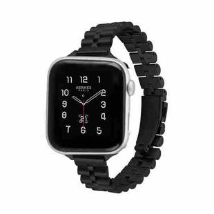 Half-Round Three-Bead Metal Watch Band For Apple Watch Series 8&7 41mm / SE 2&6&SE&5&4 40mm / 3&2&1 38mm(Black)