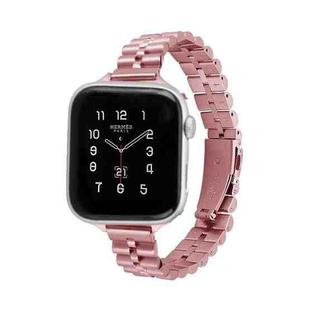 Half-Round Three-Bead Metal Watch Band For Apple Watch Series 8&7 41mm / SE 2&6&SE&5&4 40mm / 3&2&1 38mm(Pink)