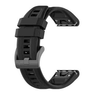 For Garmin Fenix 5 Plus 22mm Silicone Solid Color Watch Band(Black)