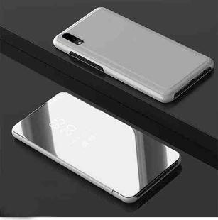 Electroplating Mirror Horizontal Flip Leather Case for Huawei Y5 2019 with Holder(Silver)