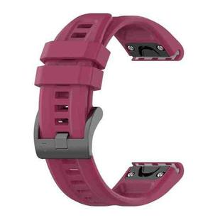 For Garmin Fenix 7X 26mm Silicone Sport Pure Color Watch Band(Burgundy)