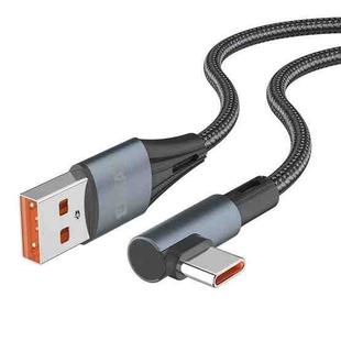 ENKAY 66W USB to USB-C / Type-C Elbow 6A Full Protocol Fast Charging Data Cable, Length:1m(Black)