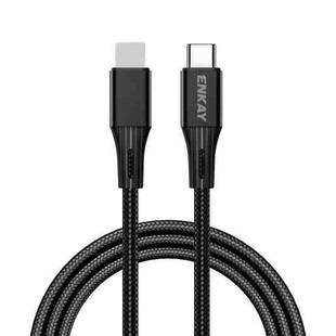 ENKAY PD 20W 3A USB-C / Type-C to 8 Pin Fast Charging Nylon Braided Data Cable, Length:1m(Black)