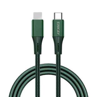 ENKAY PD 20W 3A USB-C / Type-C to 8 Pin Fast Charging Nylon Braided Data Cable, Length:2m(Green)