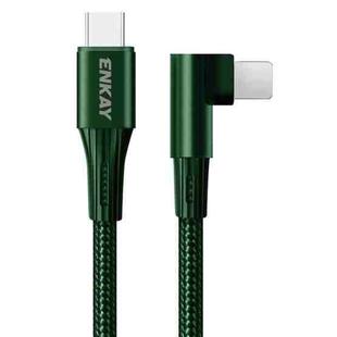 ENKAY PD 20W 3A USB-C / Type-C to 8 Pin Elbow Fast Charging Nylon Braided Data Cable, Length:2m(Green)