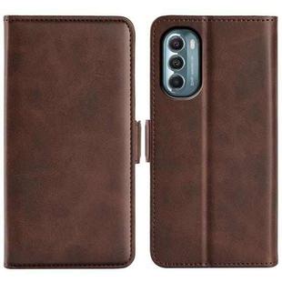 For Motorola Moto G 5G 2022 Dual-side Magnetic Buckle Leather Phone Case(Brown)