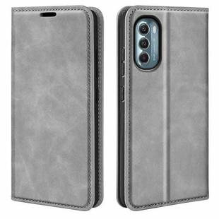 For Motorola Moto G 5G 2022 Retro-skin  Magnetic Suction Leather Phone Case(Grey)