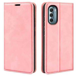 For Motorola Moto G 5G 2022 Retro-skin  Magnetic Suction Leather Phone Case(Pink)