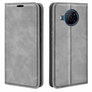For Nokia X100 Retro-skin Magnetic Suction Leather Phone Case(Grey)