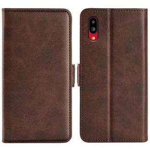 For Sharp Aquos Simple Sumaho 6 Dual-side Magnetic Buckle Leather Phone Case(Brown)