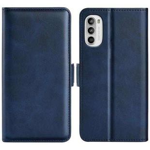 For Motorola Moto G52 4G Dual-side Magnetic Buckle Horizontal Flip Leather Phone Case(Dark Blue)