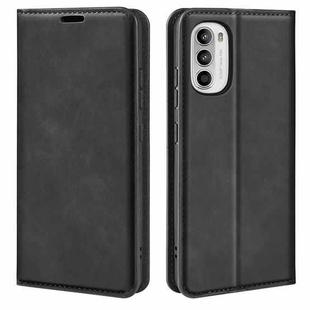 For Motorola Moto G52 4G Retro-skin Magnetic Suction Leather Phone Case(Black)