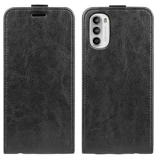 For Motorola Moto G52 4G R64 Texture Vertical Flip Leather Phone Case(Black)