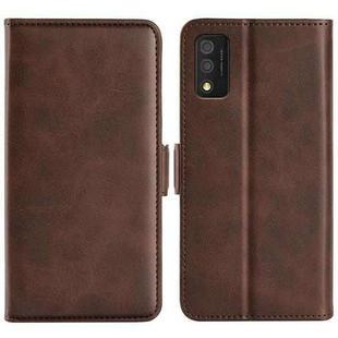 For  TCL 30T Dual-side Magnetic Buckle Leather Phone Case(Brown)