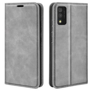 For TCL 30T Retro-skin  Magnetic Suction Leather Phone Case(Grey)