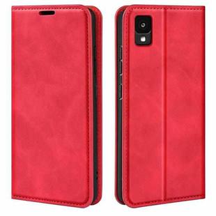 For TCL 30Z Retro-skin Magnetic Suction Leather Phone Case(Red)