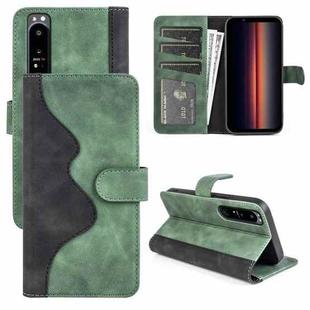 For Sony Xperia 1 IV Stitching Horizontal Flip Leather Phone Case(Green)