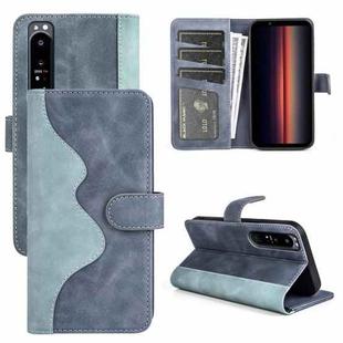 For Sony Xperia 1 IV Stitching Horizontal Flip Leather Phone Case(Blue)